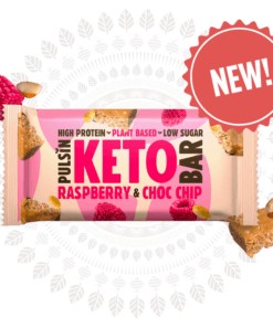 Pulsin KETO proteinska tablica z malino in čokolado, s sladili (50g)